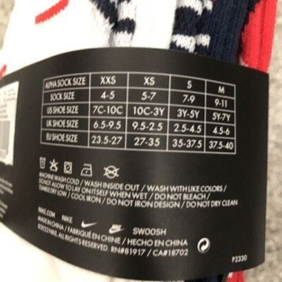 Nike x 3Brand 6-Pack Crew Socks Kids Size Medium - Picture 4 of 4